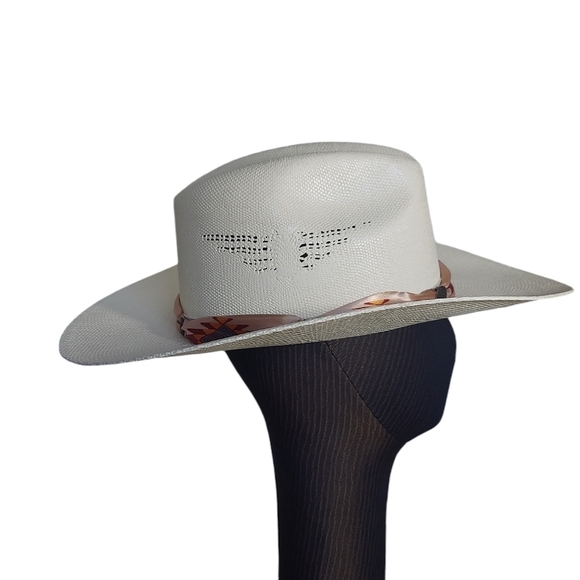 Stone Spirit Western Ivory Straw Cowgirl Hat Turquoise Concho Size M main image 5